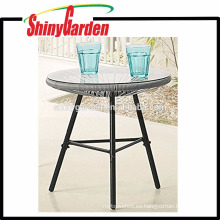 Samll Table Stand de Acapulca Chairs Rattan Table con 5 vidrios templados